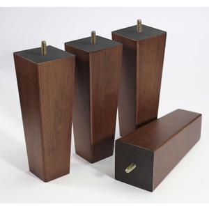 Solid Wooden Furniture Legs 10 Inch, Natural Wood Mid Century Brown Square Legs Furniture Replacements Feet for Couch Legs, Sofa Legs, Cabinet Legs, Bench Legs, Bed Legs, Set of 4