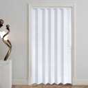 DIYHD 48x80in White Accordion Folding Closet Door, Include Door and Mounting Hardware