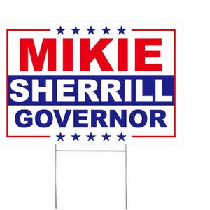 Mikie Sherrill Yard Sign  18"x12" Inch Yard Sign With H-Stake | Double-Sided Corrugated Plastic Outdoor Lawn Sign | Campaign Signs for New Jersey Governor