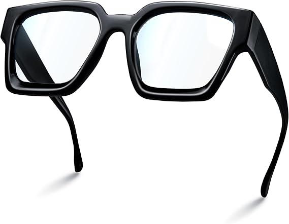 Livho Oversized Blue Light Blocking Glasses for Woman Rectangle Fashion Glasses for Computer, Chic Preppy Frame Chunky Black
