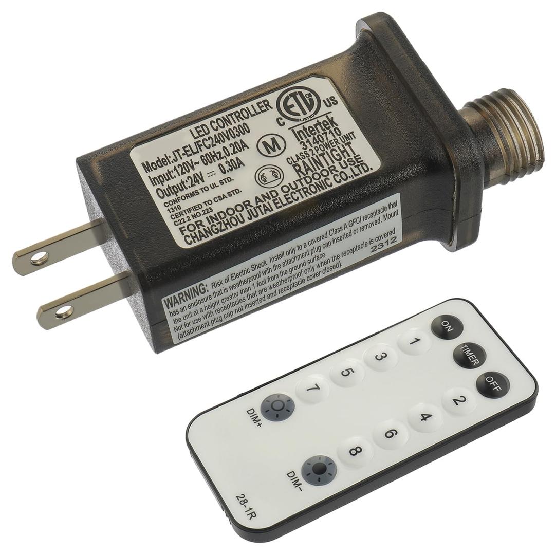 24V 7.2W 8 Mode LED Controller with Memory Function and IR Remote Control Low Voltage Transformer for Holiday String Lights,not Fit for 8 Mode with Control Box and 1 Mode String Light(1 pcs)