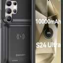 NEWDERY Battery Case for Samsung S24 Ultra, 10000mAh Qi Wireless Charging, 18W Input Fast Charging, Portable Rechargeable Charger Case Battery Pack for Galaxy S24 Ultra 5G 6.8 Black