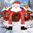 Christmas Door Banner for Outside Christmas Theme Porch Sign Front Door Banner Xmas Large Santa Shaped Hanging Cover Backdrop for Home Indoor Outdoor Holiday Winter Party Decor