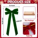 2 x 12 PCS Green Velvet Christmas Bows Ornaments Decorations, 10.2'' Vintage Long Velvet Bows Decor Ornaments for Christmas Tree Wreath Mantle Stair Gift Wrap, 0.98 W/5.11 * 10.23 inch