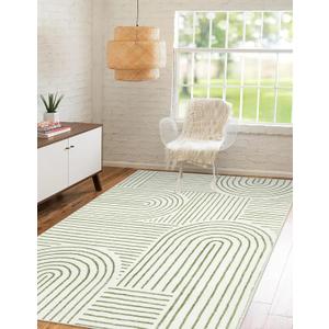 Lahome Rainbow 4x6 Area Rugs for Bedroom, Soft Washable Rugs for Entryway Ultra-Thin Modern Green Rug, Non-Slip Throw Rug Carpet for Kitchen Office Living Room(4ftx6ftGreen)