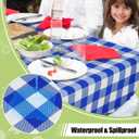 Smiry Rectangle Table Cloth, Waterproof Vinyl Tablecloth with Flannel Backing, Wipeable Buffalo Plaid Table Cover for Picnic, Indoor and Outdoor (Blue & White, 54"x78")