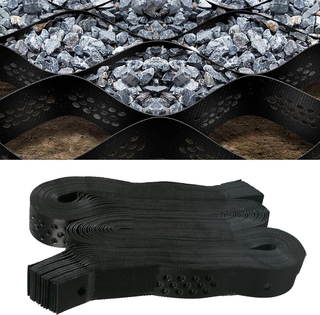 Sunnyglade 2" Thick Ground Grid 40x4 FT, Gravel Retainer 1880 LBS Per Sq ft, Geo Grid Driveway Stabilization for DIY Patio Walkway Driving RV Parking Slopes and Garden (Black)