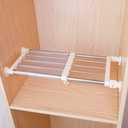 Hershii Closet Tension Shelf & Rod Expandable Metal Storage Rack Adjustable Organizer DIY Divider Separator for Cabinet Wardrobe Cupboard Kitchen Bathroom, 15.74-23.62inches (Ivory)