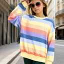 Girls Sweatshirts Striped Rainbow Shirts Kids Cotton Long Sleeve Pullover Crewneck Tops Toddler Casual Clothes, 150