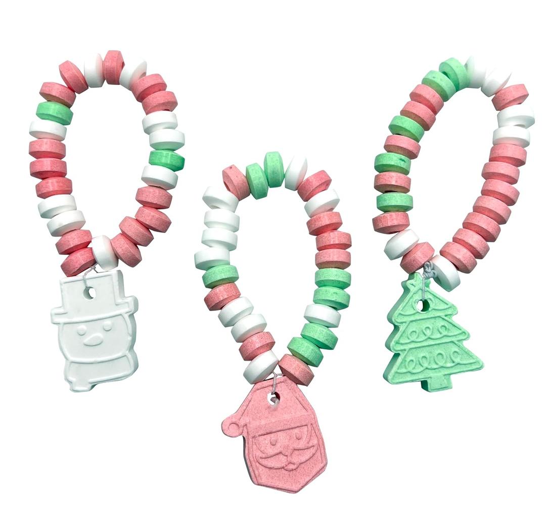 Christmas Candy Bracelets Holiday Themed Candy for Kids Bulk 24 Count Individually Wrapped Santa, Snowman, Christmas Tree Bracelets Stocking Stuffers, Classroom Treats, Exchange Gifts, Xmas Party Favors, Goodie Bag Fillers,BB 07/01/2027
