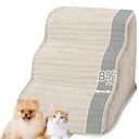 Laojin Balhen Dog Stairs for Small Dogs & Cats 15.7" H, High Density Foam Dog Steps Ramp for Couch Sofa and Chair, Widened 3-Step Pet Stairs with Non-Slip Bottom and Remove Washable Cover, Beige