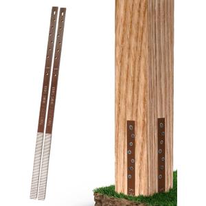 Pack of 2 Easy Fence Post Repair Kit (to Fix 1 Broken Wood Post), Quick and Simple to Install, Effective, Durable Steel Stakes