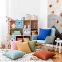 2 x Oudain 6Pcs 18x18 Inch Decorative Throw Pillow Covers Pastel Mix Color Pillow Cases Colorful Square Cushion Covers with Hidden Zipper for Classroom Library Bedroom Reading Corner Sofa