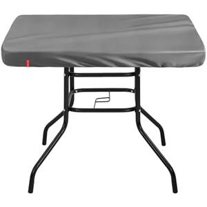 SoloToo Outdoor Square Table Cover Waterproof UV-Resistant for 32 x 32 Inch Patio Tables - Heavy Duty Weatherproof Table Top Protector with Elastic Hem (Grey)