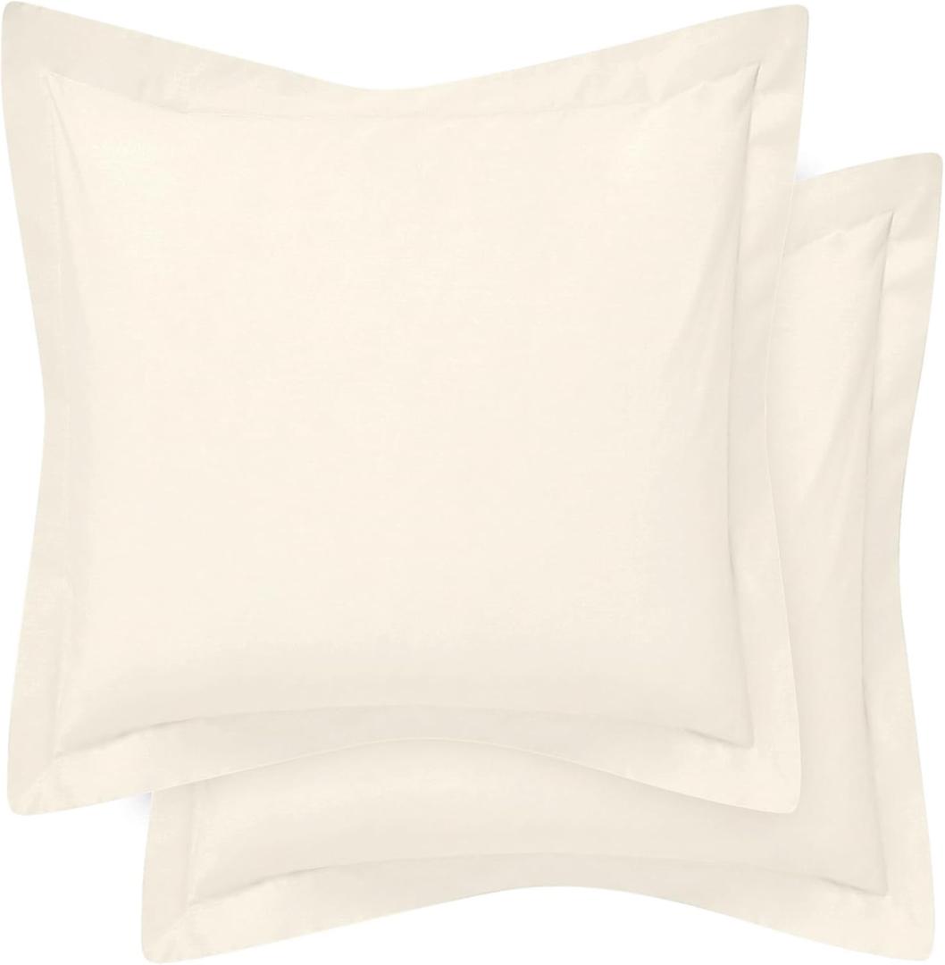 Cotton Metrics Heavy Quality European Square Pillow Shams Set of 2 Ivory 600TC 100% Organic Cotton Euro Pillow Shams 28"x28" Pillow Cover, Cushion Cover Euro Size