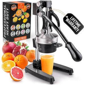 Zulay Kitchen Cast Iron Juicer - Heavy Duty Manual Juicer with Detachable Strainers for Easy Cleaning, Orange Juice Press for Citrus Fruits, Perfect for Bartenders, Juice Lovers & Health Enthusiasts