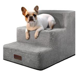 Dog Stairs for Small Dogs, 3-Step Non-Slip Pet Stairs for Couch Sofa and Chair, Dog Bed Stairs for Puppy, Older Cat,Grey,13.6" H
