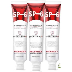 Sp-6 Probiotics Whitening Toothpaste, Sp-6 Ultra Whitening Toothpaste, Enhanced Formula with Enamel-Safe, Fluoride-Free, Fresh Breath Mint Flavor for Oral Health (3)