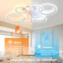 Ceiling Fans with Lights and Remote,43.3in Low Profile Ceiling Fan With Light Dimmable LED 81W Ceiling Fan ,Mute 6 Speeds & 3 Color Temperature Flush Mount Ceiling Fans For Bedroom Livingroom, White, 100cm