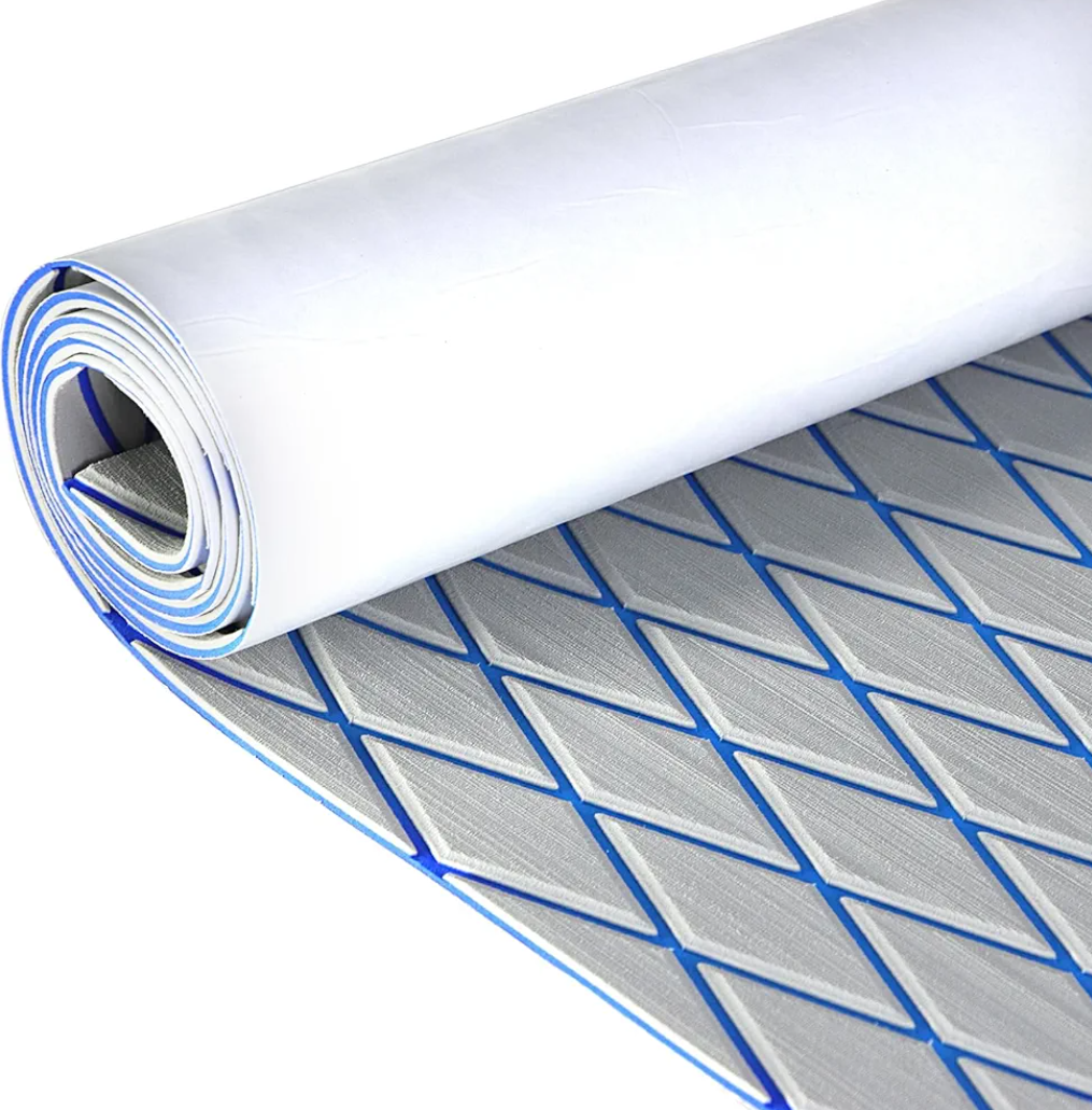 KXKZREN EVA Foam Boat Flooring Decking Sheet 6mm Thick Diamond Anti-Slip Marine Flooring Mat Self Adhesive Deck Pad for Bass Boat Yacht Motorboat RV Cooler Tops
