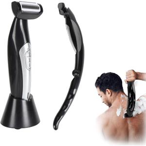 Men Back Trimmer, Wet and Dry Use Men Back Groomer, Extreme Reach Handle and, USB Rechargeable