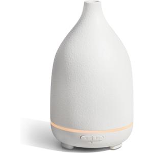 InnoGear Oil Diffuser, 150ML Ceramic Diffuser for Essential Oils Handcrafted Aromatherapy Diffuser Ultrasonic Cool Mist Humidifier with 2 Mist Modes Waterless Auto Off for Room Office, White Base (Medium)