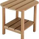 LZRS Double Adirondack Side Table, Outdoor Side Tables, End Tables for Patio, Backyard,Pool, Indoor Companion, Easy Maintenance & Weather Resistant(Teak)