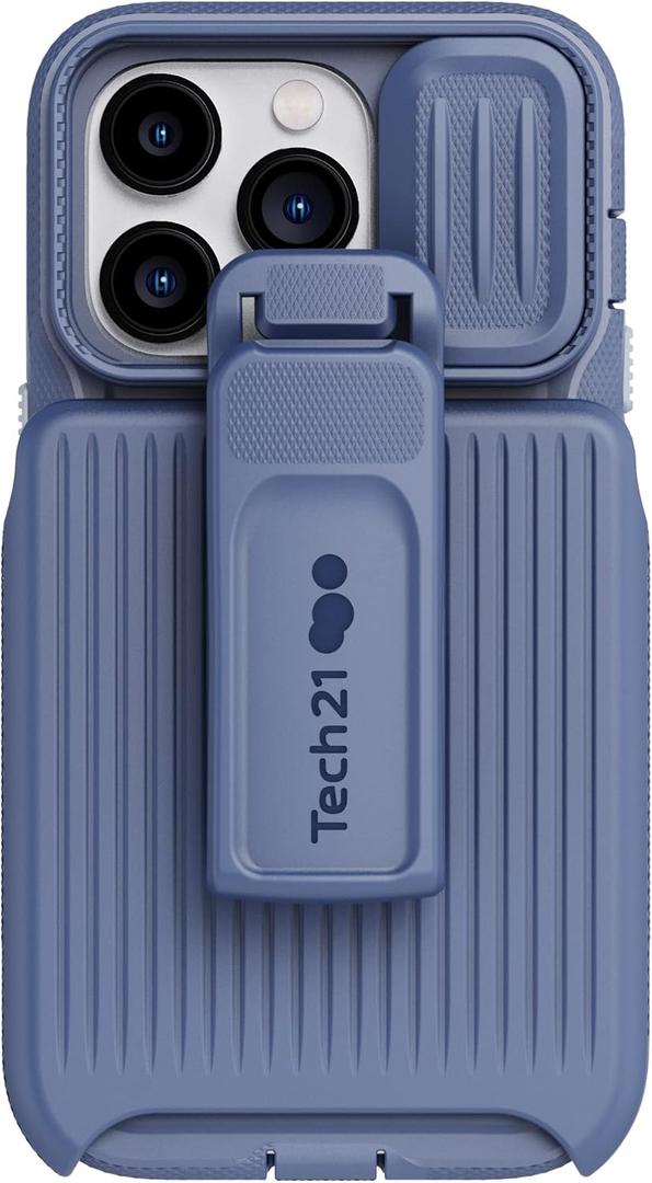 Tech21 iPhone 14 Pro Evo Max Compatible with MagSafe  Durable, Shock-Absorbing and Rugged Phone Case with Holster and 20ft FlexShock Multi-Drop Protection (Ink Blue)
