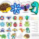 FUNZBO 20 pcs Pegboards for 5mm Fuse Beads Project- Animal Shape Pegboards for Arts and Crafts with Keychains, Hang Ropes and Tweezers, Gifts for Boys and Girls (Beads Not Included)
