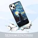 Black Cute Cat iPhone 15 Plus Case - 5.95 Inch Van Gogh Cute Cat iPhone Case, Non-Slip Pattern Design and Shock Absorption, Soft Silica Gel Frame Support Black Phone Case for Teen Girls and Sisters