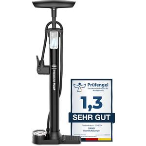 DANSI Bike Floor Pump with Gauge, Floor Bicycle Pump with Both Presta and Schrader Bicycle Pumps Valves High Pressure 180Psi Multi-Purpose Portable Air Pump for Road Bike MTB Sports Balls (Black)