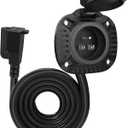 MICTUNING 15Amp 125V AC Port Plug with Heavy Duty Integrated 72" Extension Cord and Water-Resistant Spring-loaded Cover - Black