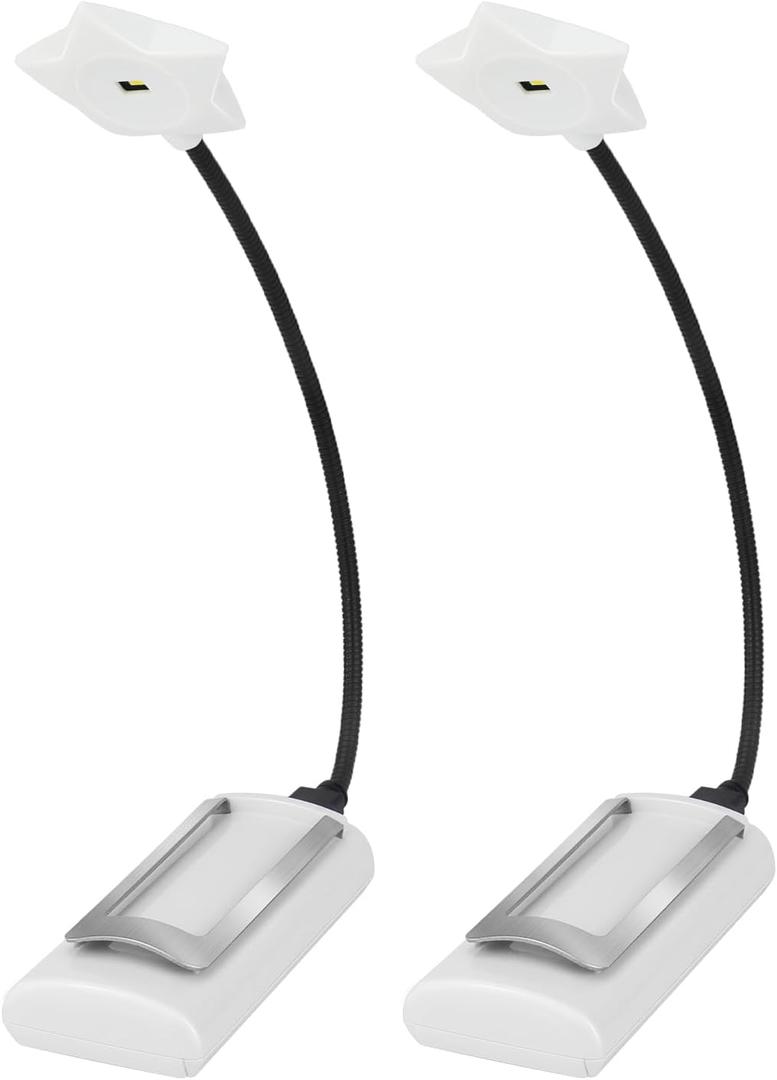 LUXSWAY LED Reading Light, Battery Operated Book Light for Reading in Bed, Computer Light for Eye Care, LED Clip on Lights for Kids, Studying, 2 Pack