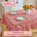 Red Gingham Tablecloth, 100% Washed Cotton, Classic Vintage Decorative Table Cover, Buffalo Plaid Checkered Ruffled Table Cloth for Kitchen Dining Room Party (Rectangle, 70 x 52 in)