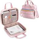 3 Ring Zipper Binder 2 Inch, Accordion File Organizer with Shoulder Strap, Zip Up Binder with 500-Sheet Capacity, Pink