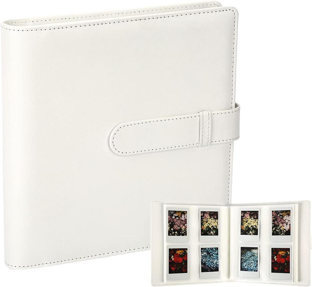 Veicevol 256 Pockets Photo Album for Fujifilm Instax Mini Camera, Leather Cover Photo Book for Polaroid Pictures, 2x3 Photo Album for Fujifilm Instax Mini 12 11 9 40 90 8 7 Evo LiPlay Pictures,White