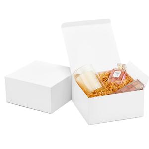 MESHA 8x8x4 Gift Box 10 Pack White Gift Boxes with Lids, DIY Bridesmaid Proposal Box, Recyclable,Foldable Box for Wedding, Birthday Party (10 Count (Pack of 1), Off-White)