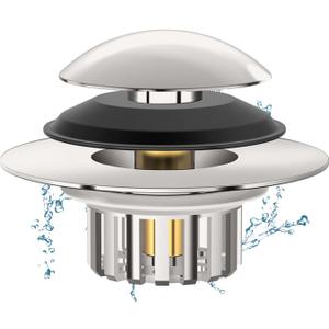 Universal 3 in 1 Bathtub Drain Stopper Bathtub, Pop-up Tub Stopper with Effective Filter Basket, Anti-Clogging Bathtub Drain Plug Bath Tub Stoppers for 1.45-1.8" Drain Shoe, Brushed Nickel