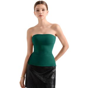 SUUKSESS Women Double Lined Going Out Trendy Tube Tops Side Split Sexy Tank Tops (X-Small, Deep Green)