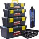 4-Piece Multifunctional Portable Storage Toolbox With Built-In Security Latch,Tray And Magnetic Wristband,Suitable For Home And Professional Repairers. (Size: 11"&12"&13"&14")