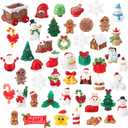 Soulchen 65 Pcs Christmas Miniature Figurines for Crafts Mini Santa Snowman Resin Charms Ornaments Bulk Snowflake Xmas Tree Reindeer Goodie Bag Fillers Gifts for Christmas Winter Party Decoration DIY