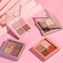 2 x Matte & Shimmer Eyeshadow Palette - Waterproof Long-Lasting Neutral Browns, Champagne & Taupe Kit with Blending Brush, Travel Compact, High Pigment Creamy Shades (Romantic Glow)