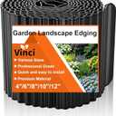Vinci Garden Landscape Edging Border, 8 Inch x 20 FT Corrugated Sturdy Metal Easy Installation Safe Hemmed Lawn Garden Border Edges for DIY Flower Beds, Pathways and Patio Design (Black)
