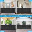 Reinforced 42" Tall X 120" Extra Wide Retractable Baby Gate Extra Long Baby Gates for Large Openings Prevent Kids and Pets from Jumping Over Retractable Pet Gate Reinforced Puppy Gates for Dogs, Black