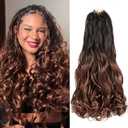 Leeven Pre Looped Curly Crochet Hair 14 Inch 8 Packs Boho French Curl Crochet Braids Black to Brown Short Goddess Box Braids Loose Wave Synthetic Hair Extensions for Women Girl