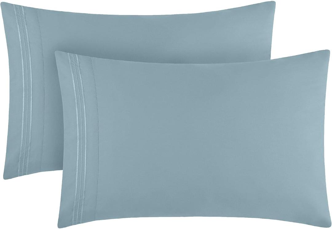 Mellanni Pillow Cases - Luxury, Extra Soft, Cooling Pillow Covers - 2 PC Iconic Collection Pillowcases - Envelope Closure (Standard/Queen 20"x30", Spa Blue)