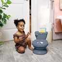 Ingenuity My Size Potty Pro 2-in-1 Potty Training Toilet, Floor Potty with Removable Potty Seat for Standard Toilets, Realistic Flushing Sound, For Toddlers Ages 18+ months, Up to 50 lb - Blue