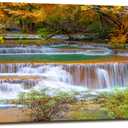 DZL Art S75375 Large Wall Art Canvas Prints Waterfall In Deep Rain Forest Jungle Painting Framed wall art for living Room Bedroom and Office Home Decor Artwork, 60"L x 30"W