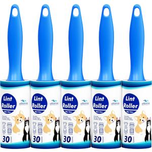 Mini Extra Sticky Lint Rollers for Travel - 150 Sheets Small Sized Portable Lint Removers for Pet Hair and Debris Pickup150, 5 Pcs