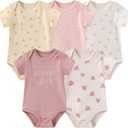 JELYLOVE Unisex 5-Pack Baby Boy Girl Bodysuits New Born Boy Girl Clothing 3M